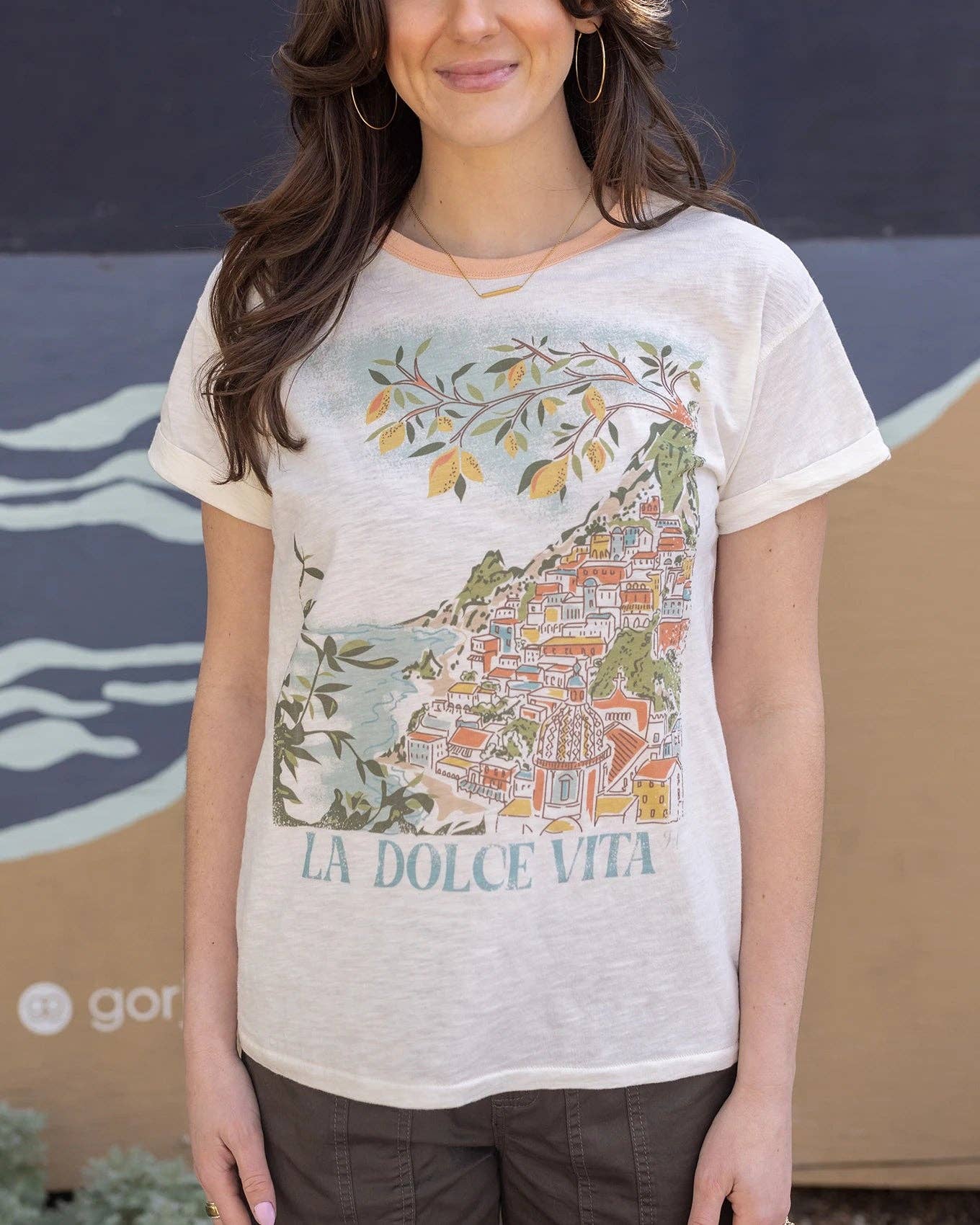 Rolled Sleeve Graphic Tee - La Dolce Vita