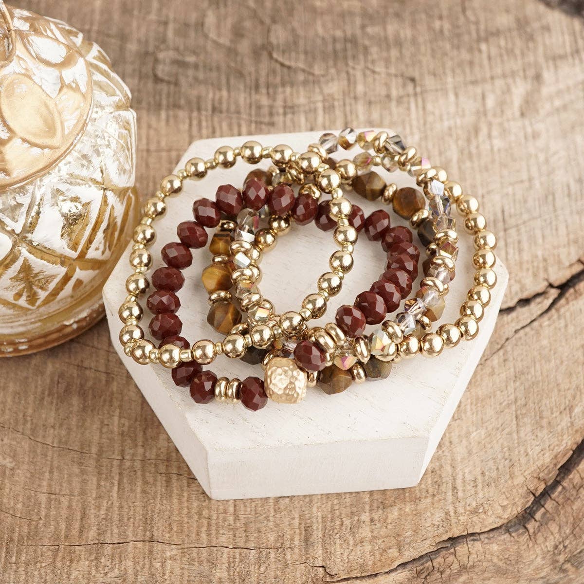 Golden Burgundy Bracelet Stack