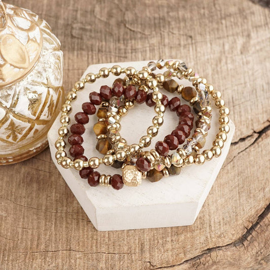 Golden Burgundy Bracelet Stack