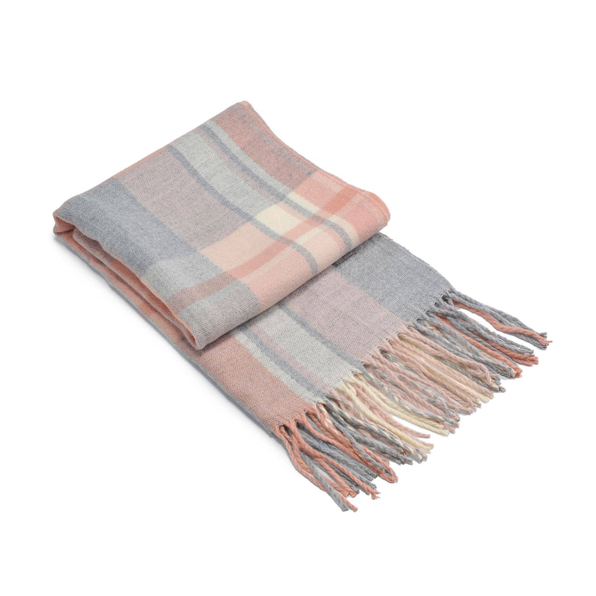 Muted Plaid Fringe Scarf