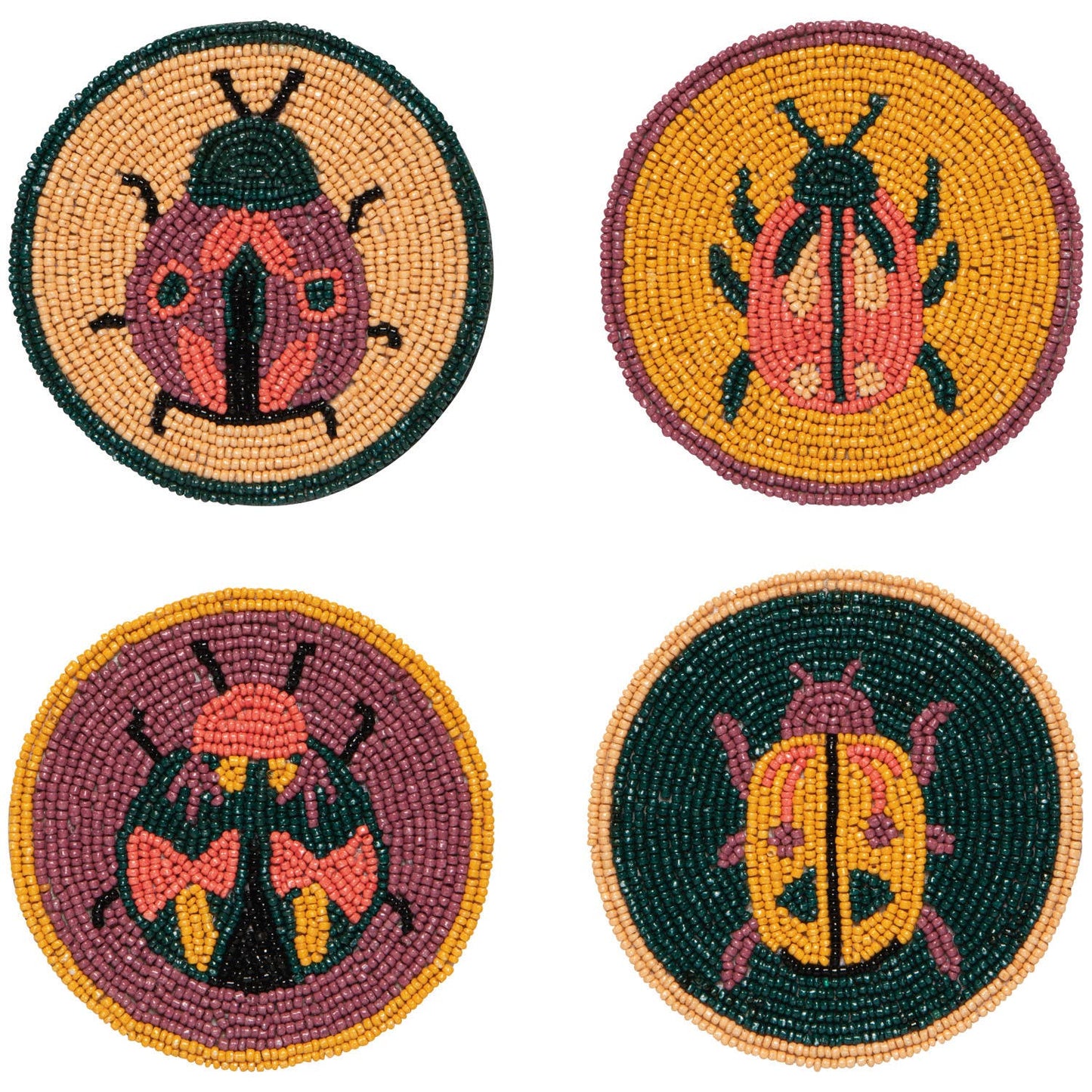 Fancy Bug Beaded Coasters Set of 4