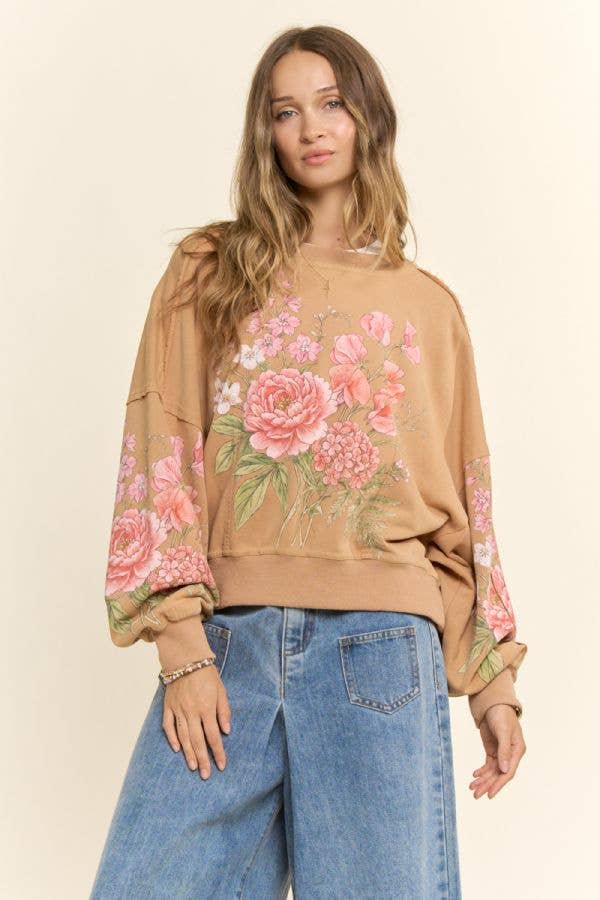 Vintage Botanical Floral Cropped Sweatshirt