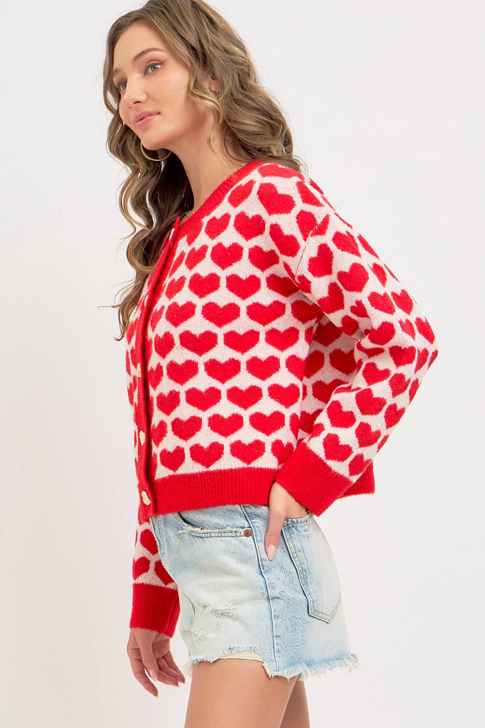 Sweetheart Button Cardigan – Pink or Red