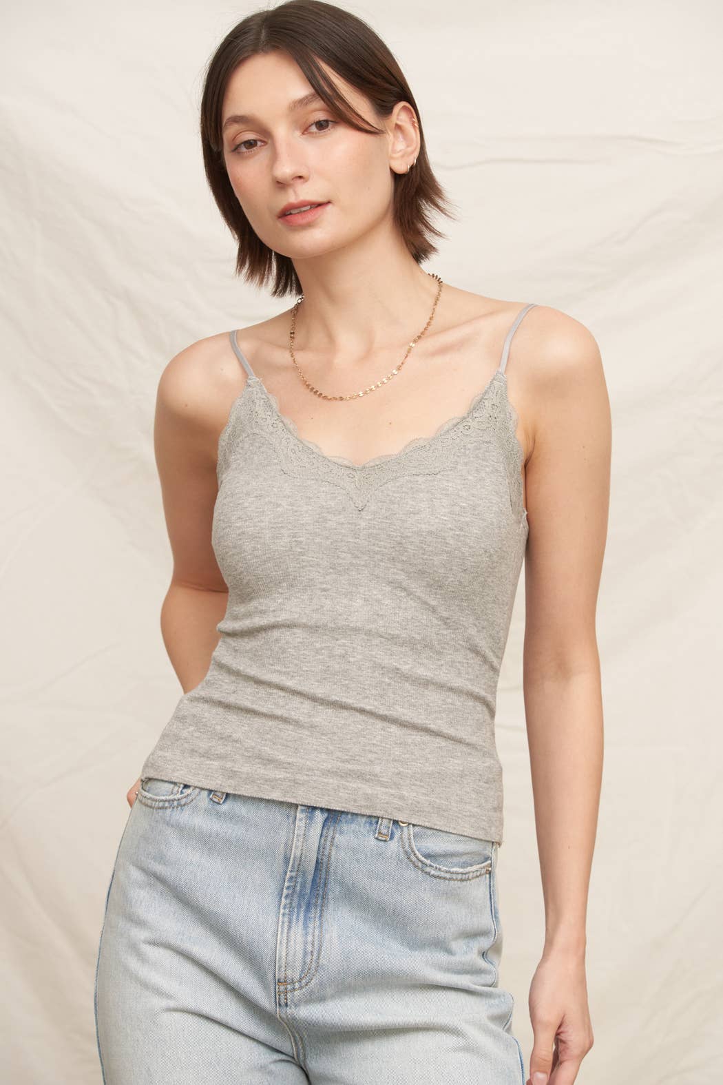 Lace Cami Top with Built-in Bra