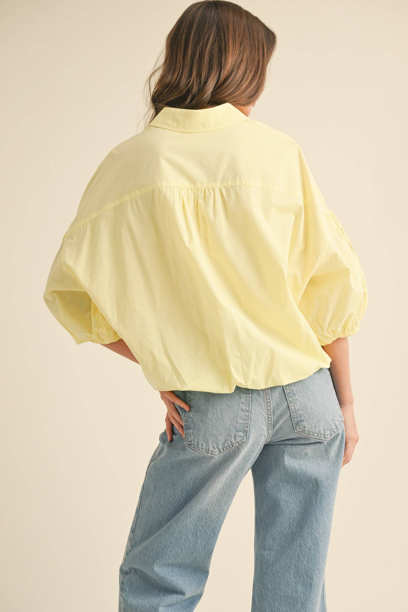 Eyelet Embroidered Bubble Sleeve Top