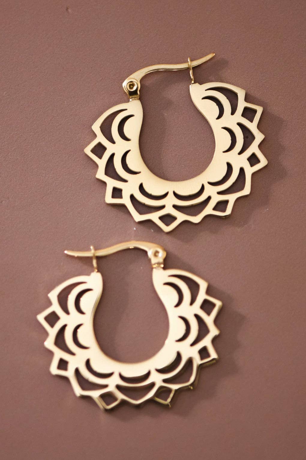 18K Gold Plated Waterproof Boho Hoop Earrings