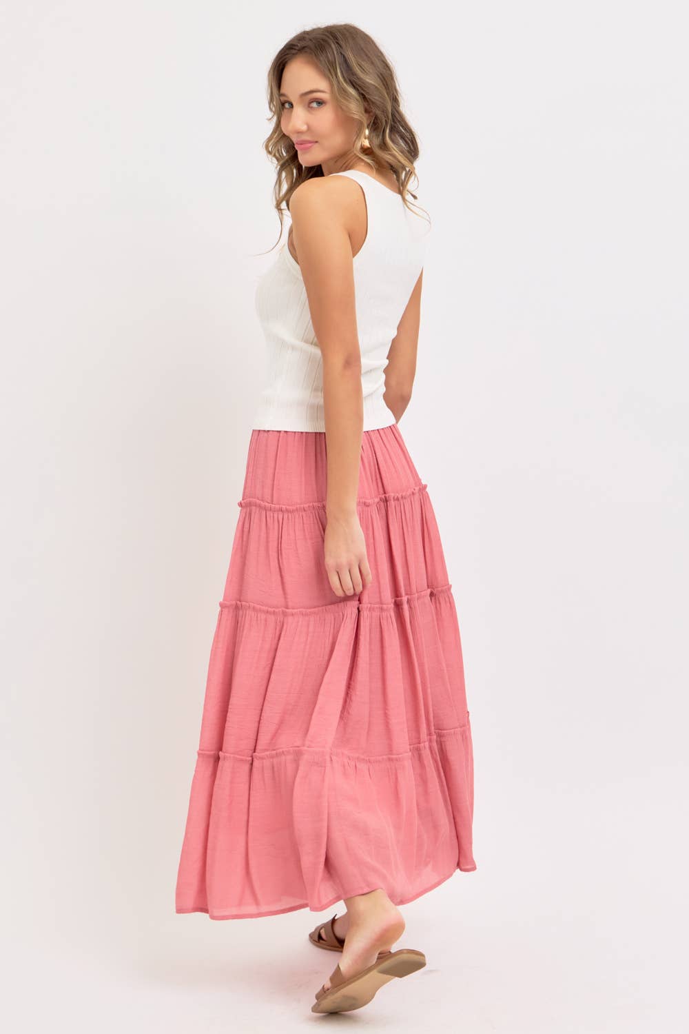Flowy Tiered Boho Maxi Skirt