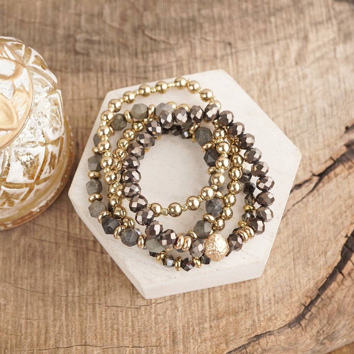 Golden Burgundy Bracelet Stack