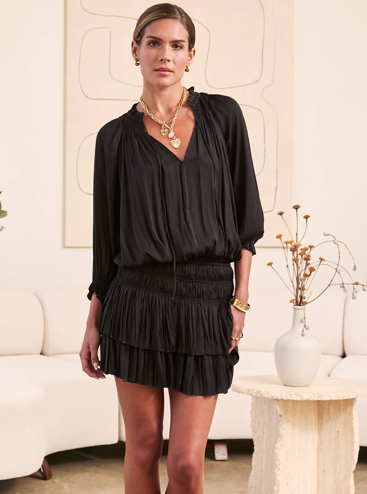 Andrea Pleated Mini Dress