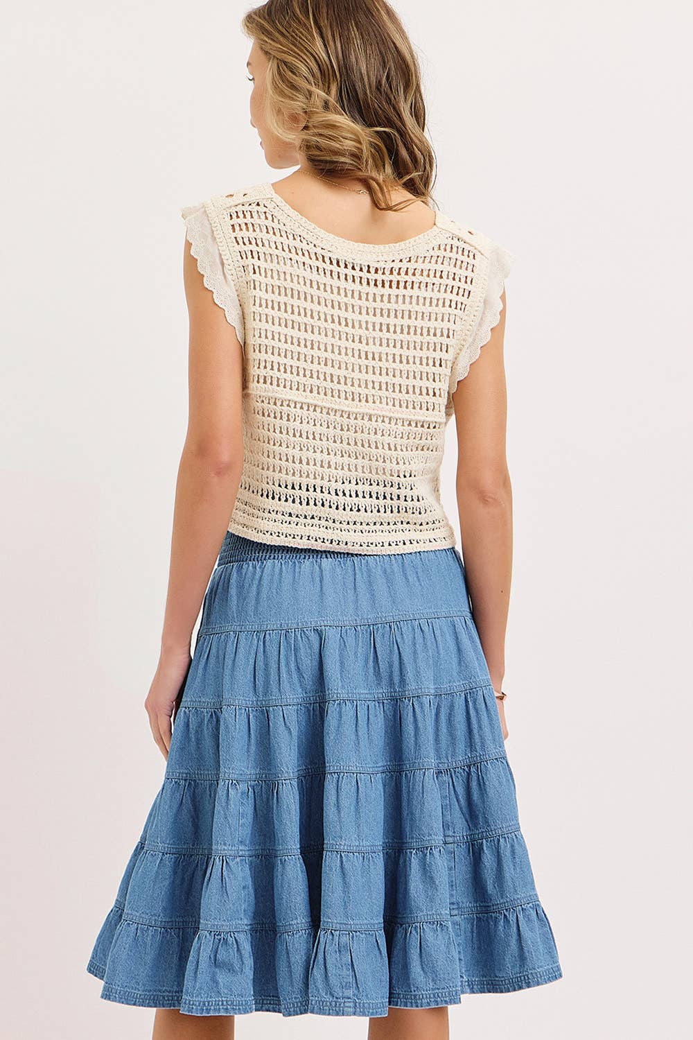 Smocked Waist Midi Skirt