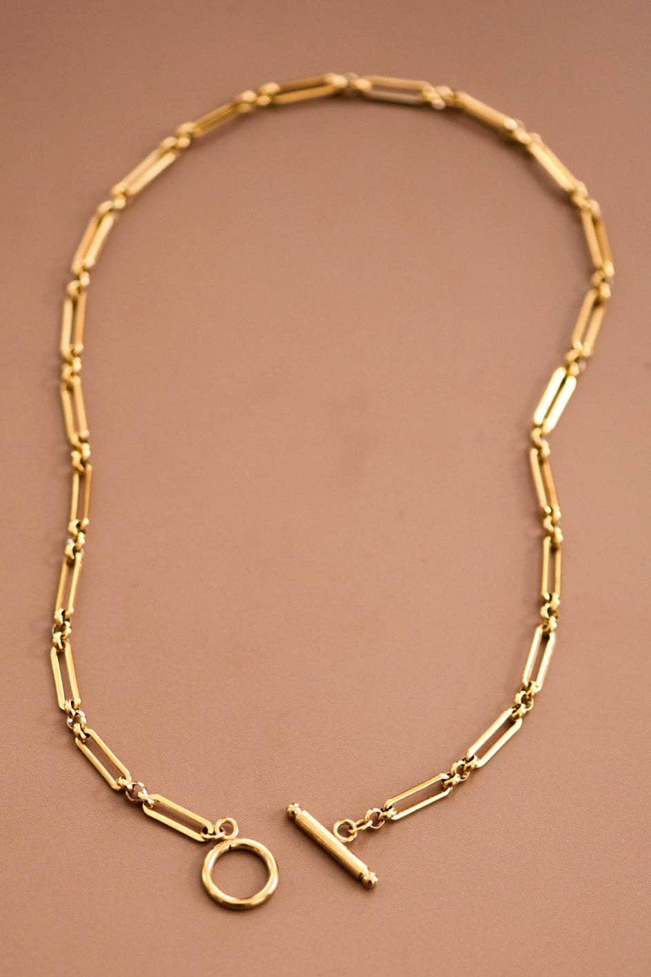 18K Gold Plated Waterproof Paperclip-Style Chain Necklace