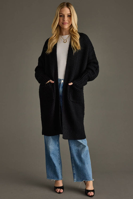 Chunky Black Knit Cardigan