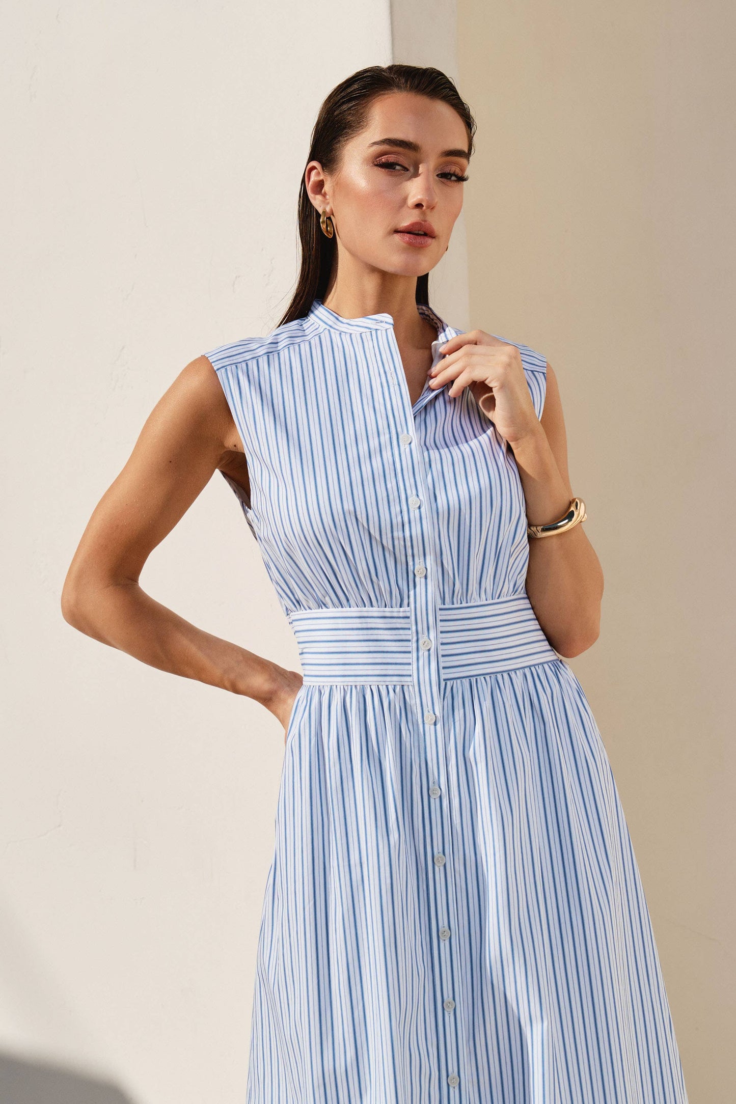 Nautical Striped Maxi Dress