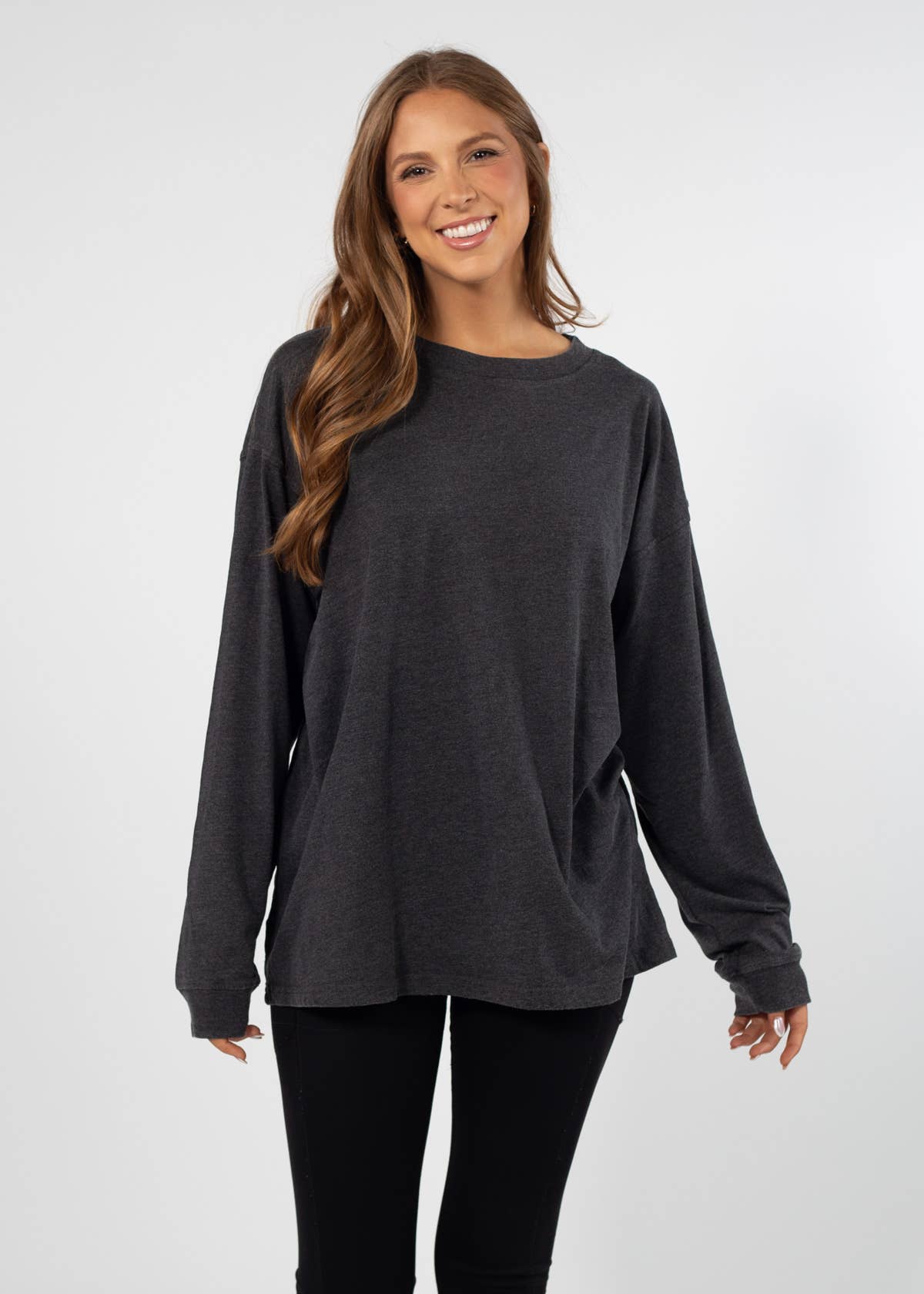 Forever Long Sleeve Charcoal Tee