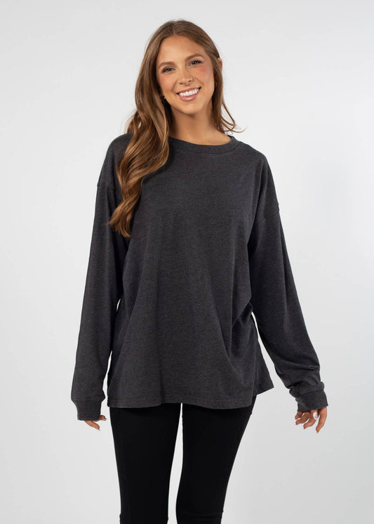 Forever Long Sleeve Charcoal Tee