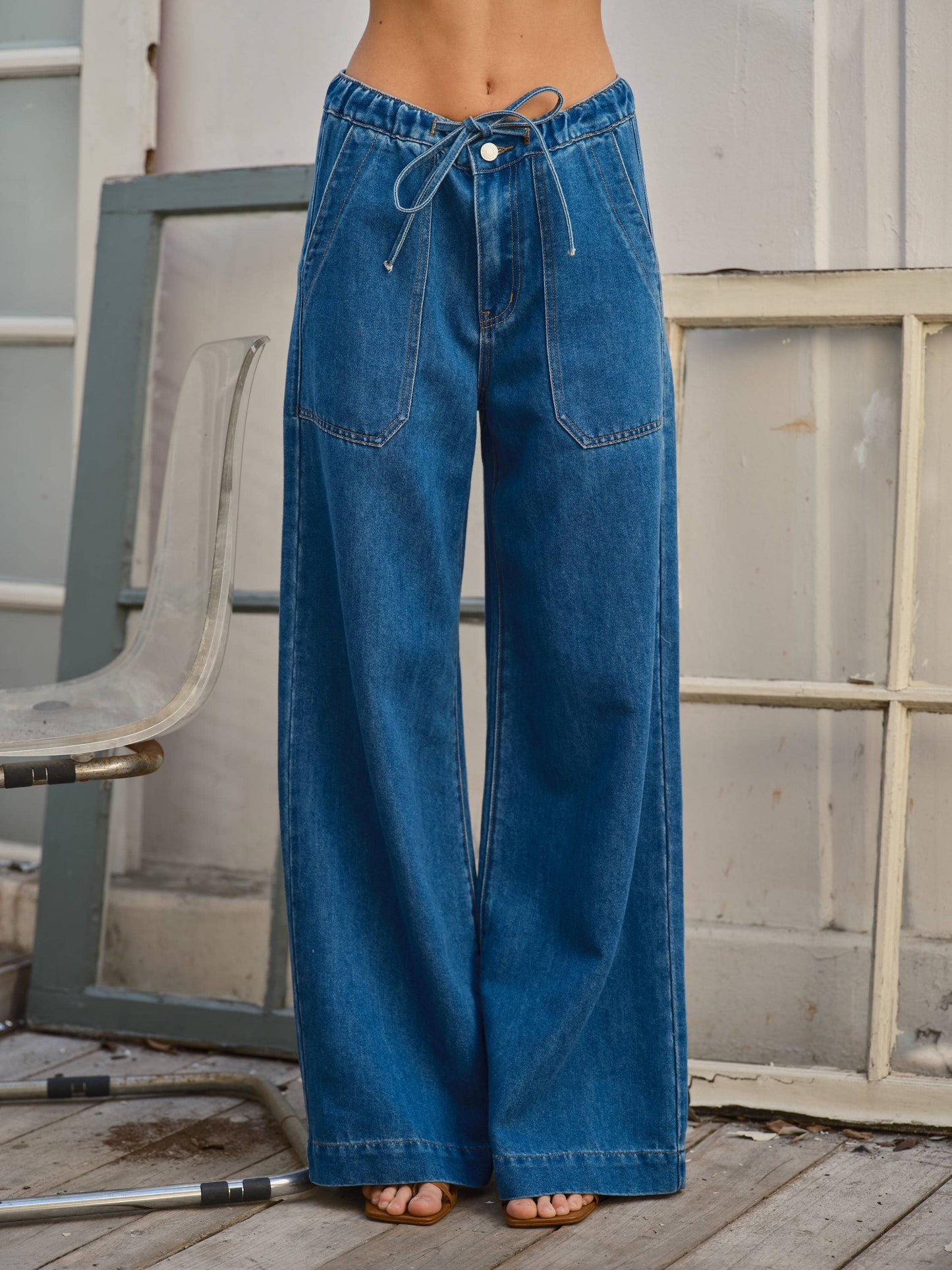 Soft & Flowy Straight Leg Jeans with Tie Waist