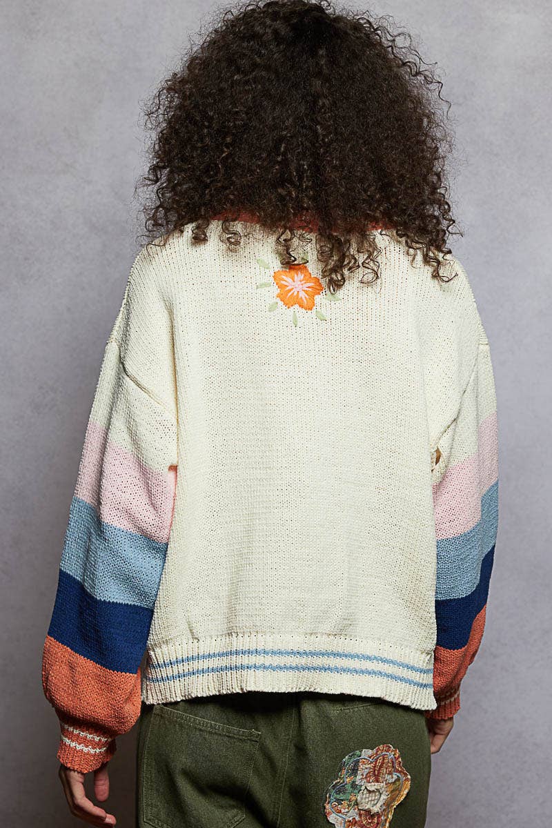 Joyful Garden Balloon-Sleeve Sweater