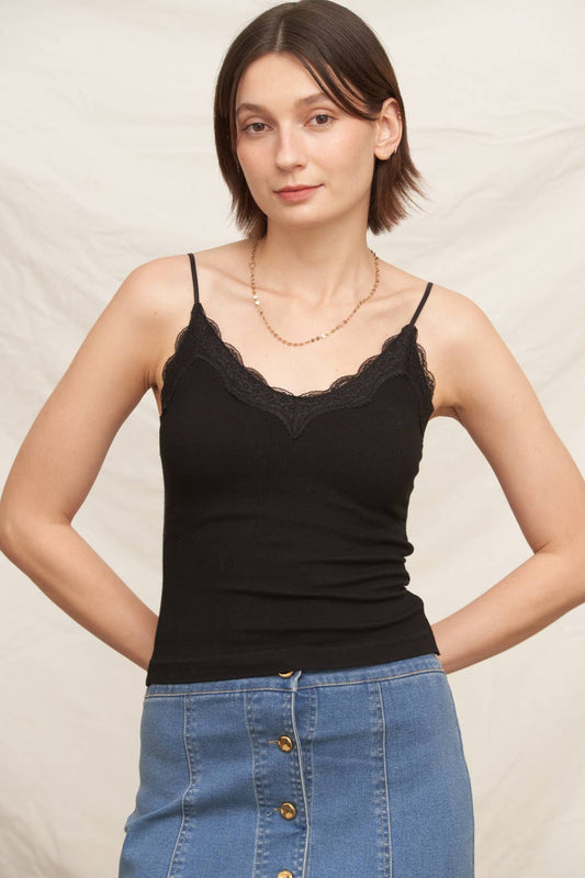 Lace Cami Top with Built-in Bra