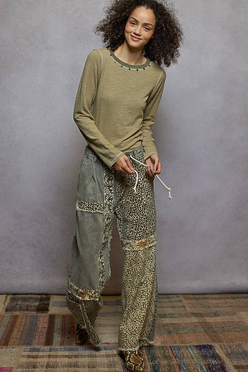 Stud detail textured knit top