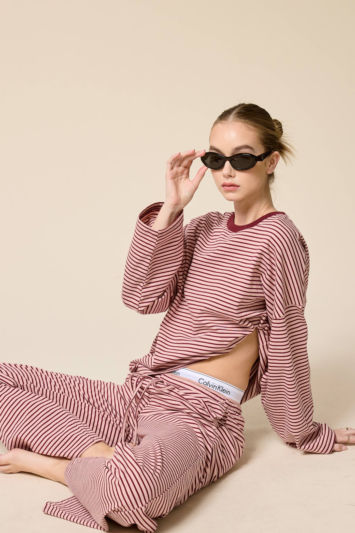Striped Oversized Long Sleeve Top