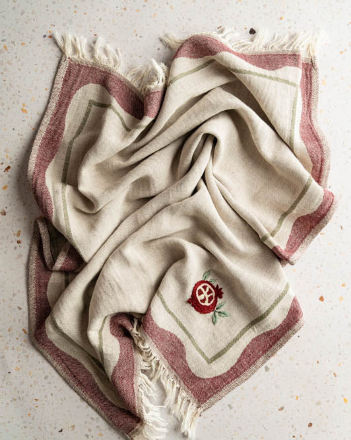 Pomegranate Hand-Stitched Tea Towel Set