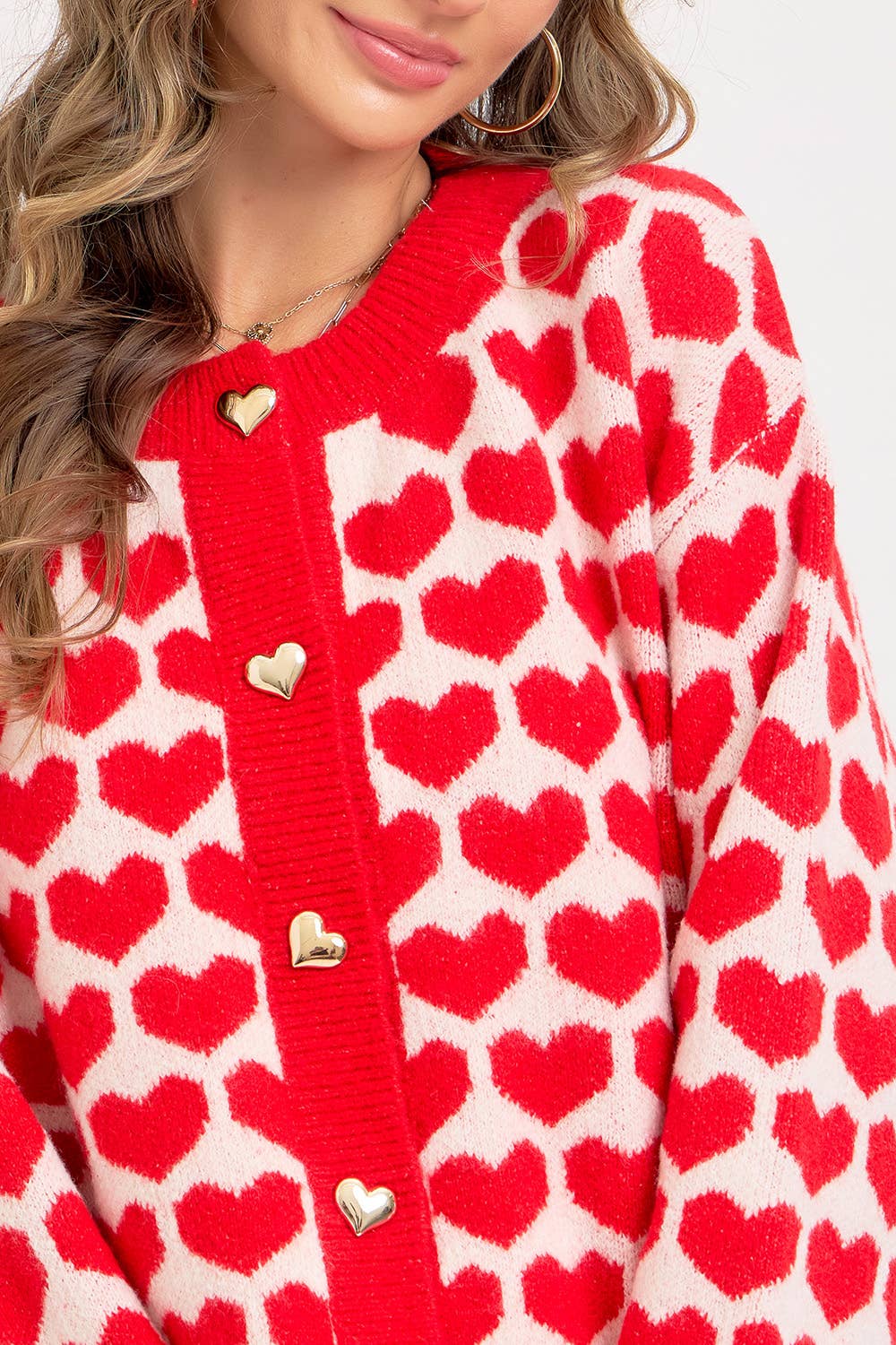 Sweetheart Button Cardigan – Pink or Red
