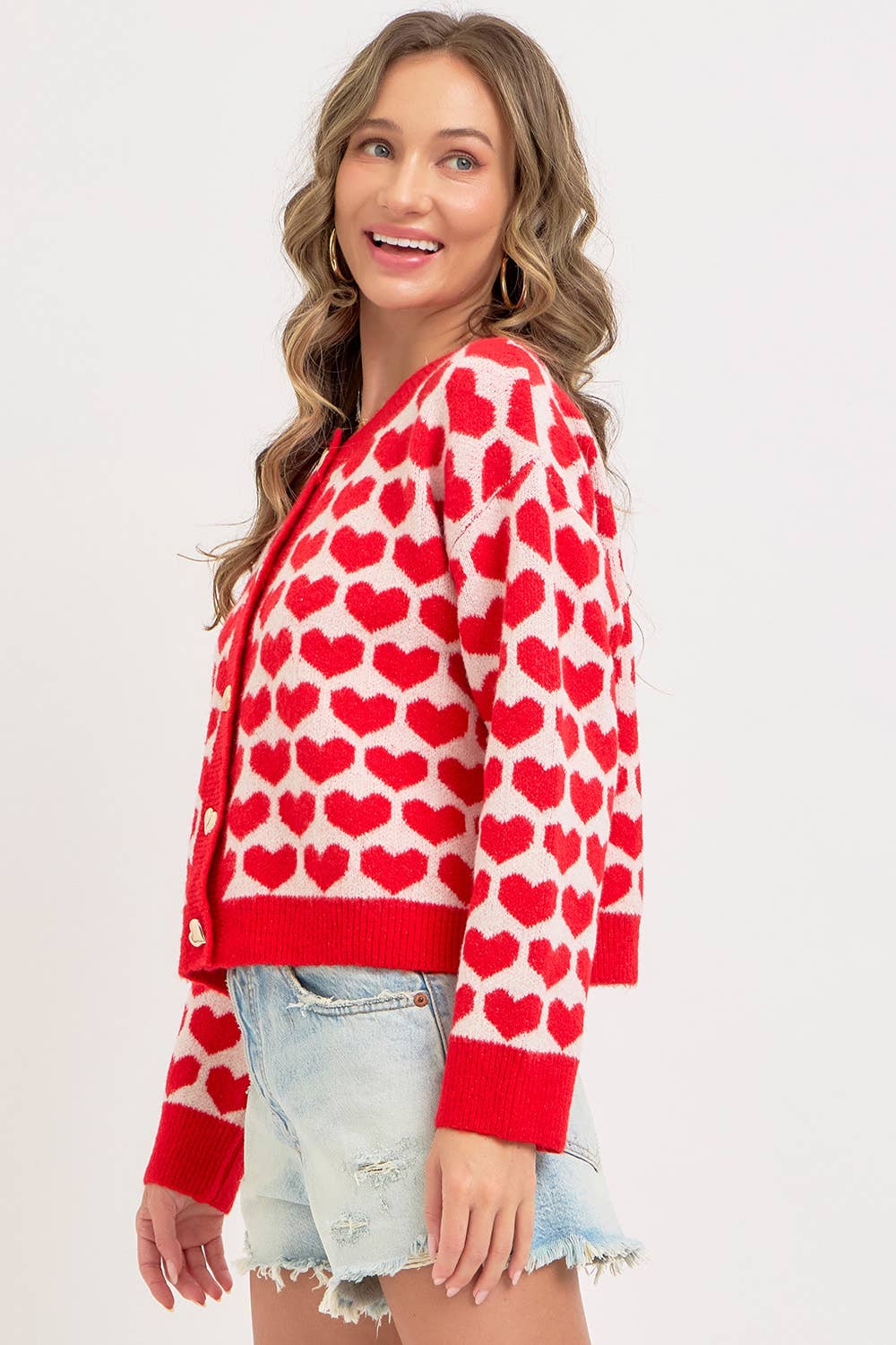 Sweetheart Button Cardigan – Pink or Red