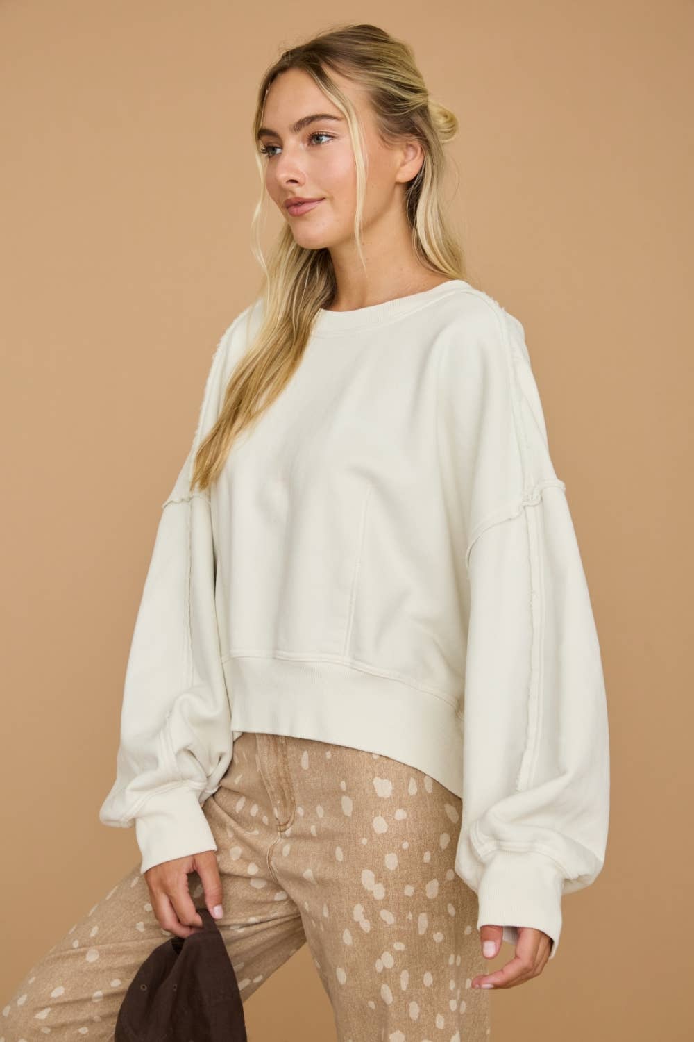Washed Cropped Oversized Sweatshirt