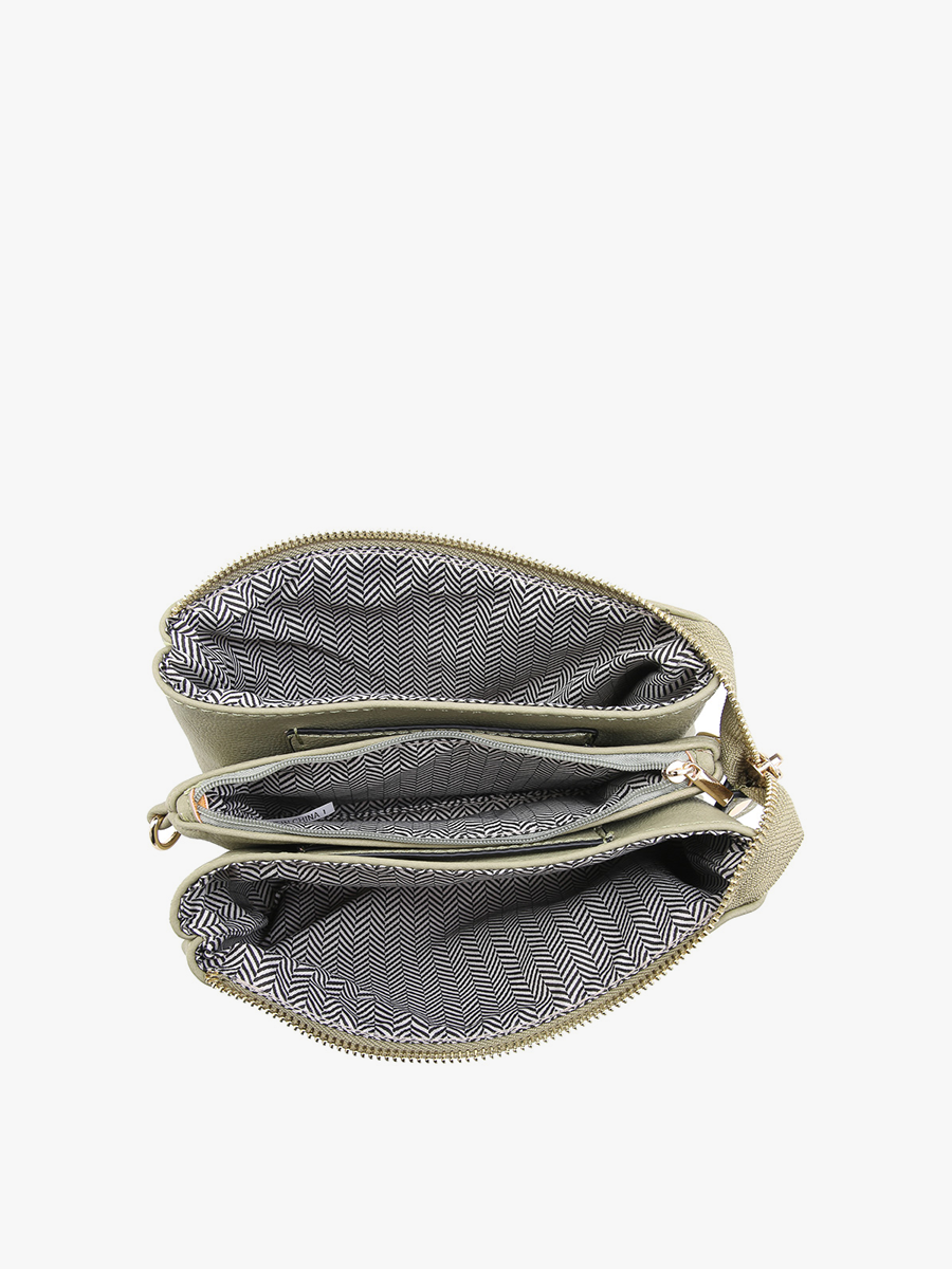 Riley Three-Compartment Crossbody Wristlet - Several Color Options