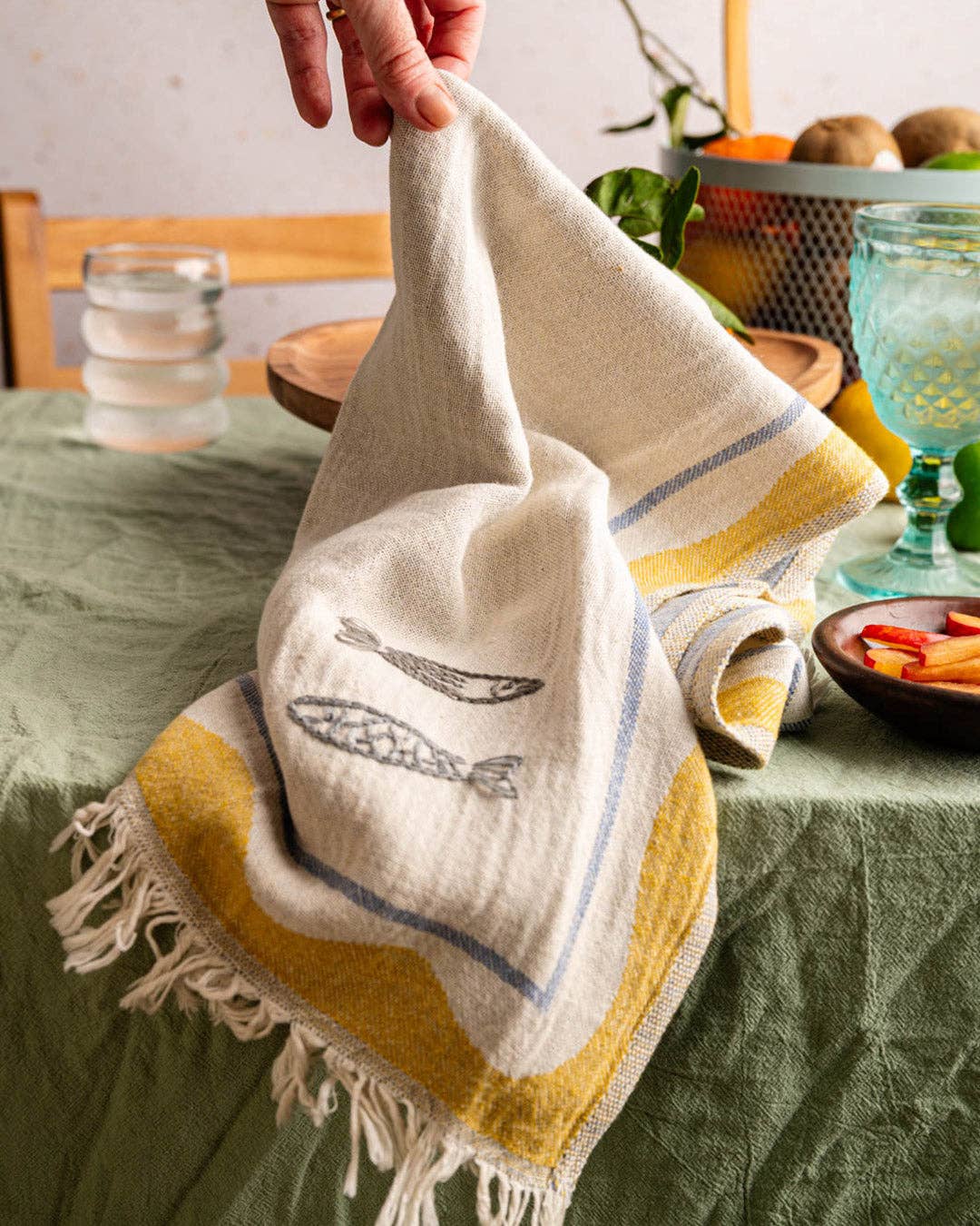 Sardine - Hand Stitched Turkish Cotton Kitchen Towel