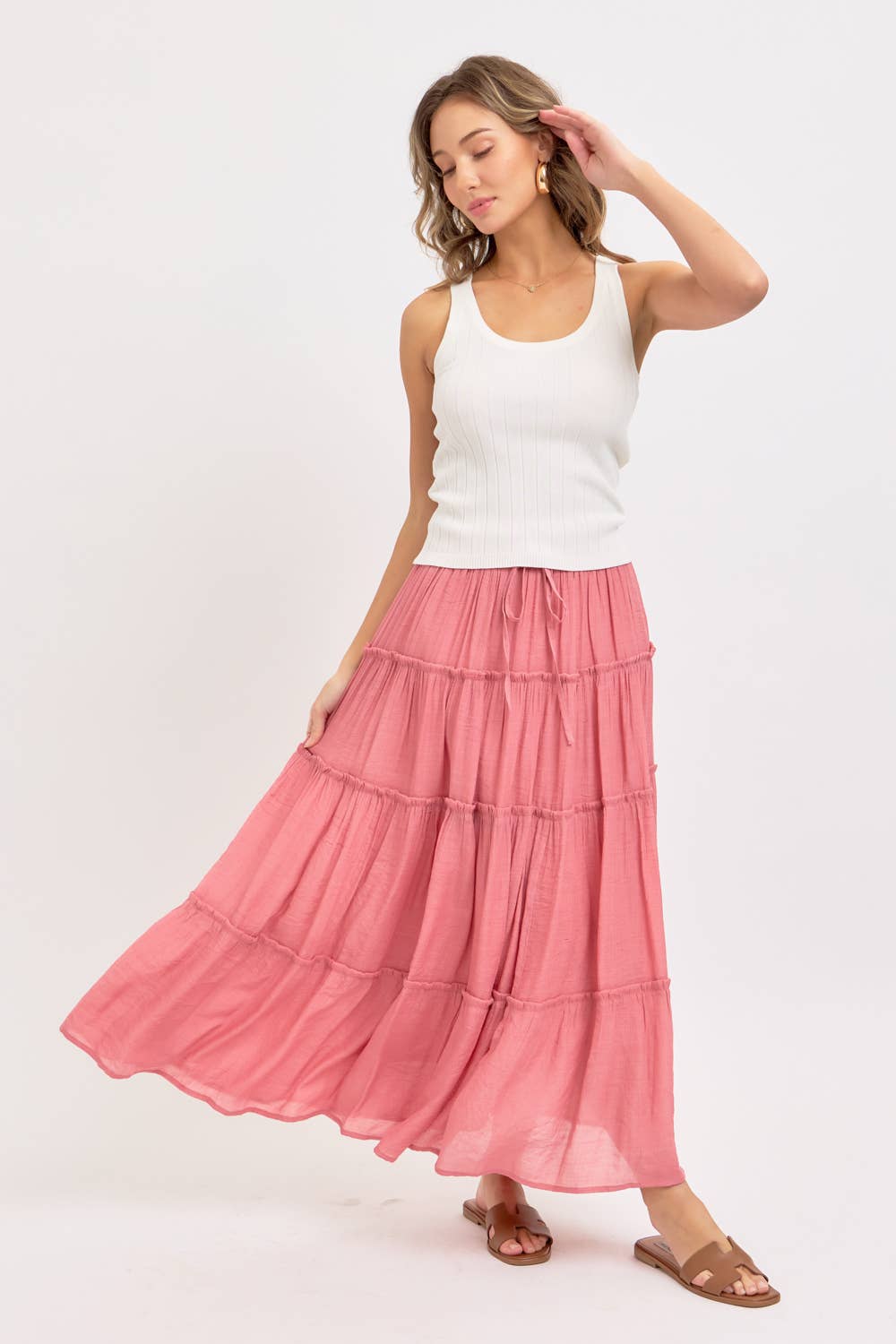 Flowy Tiered Boho Maxi Skirt