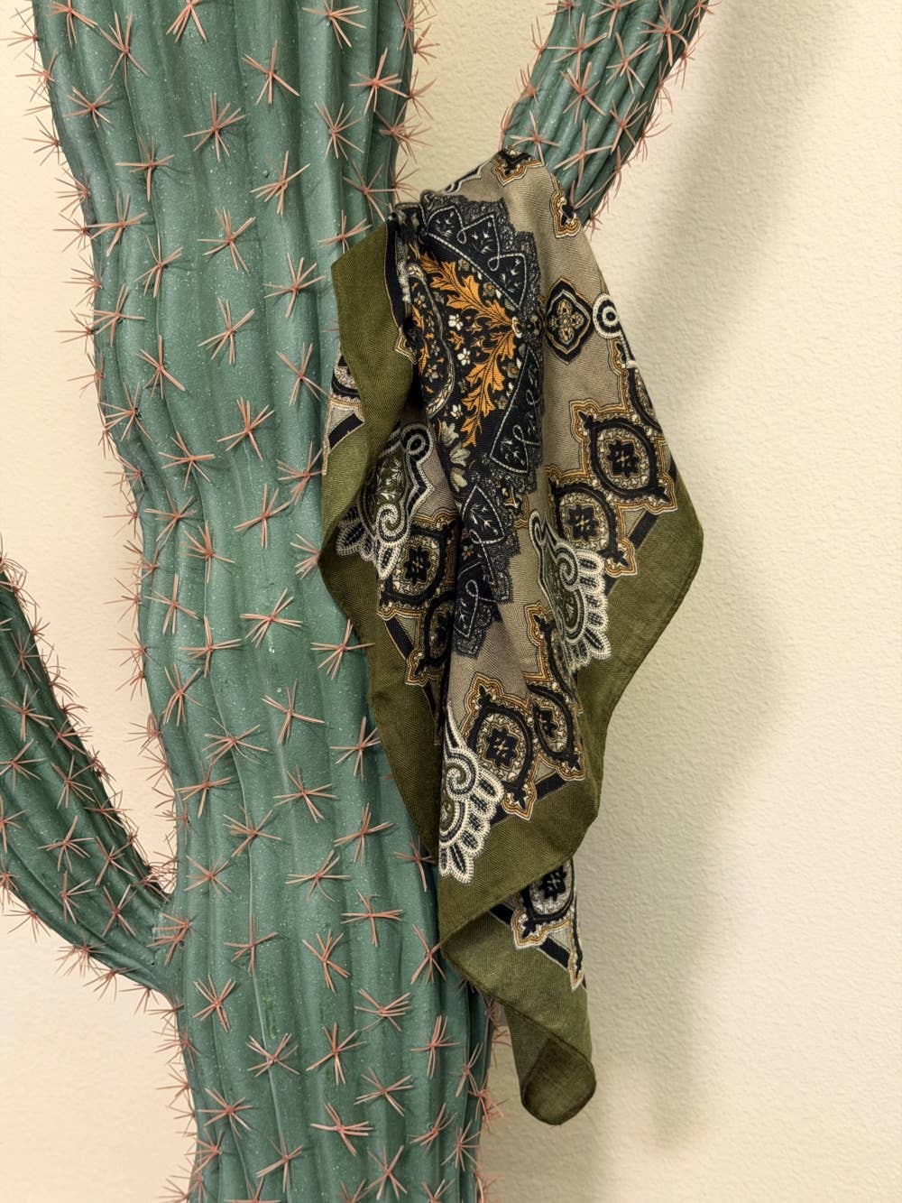 Ornate Olive Square Scarf