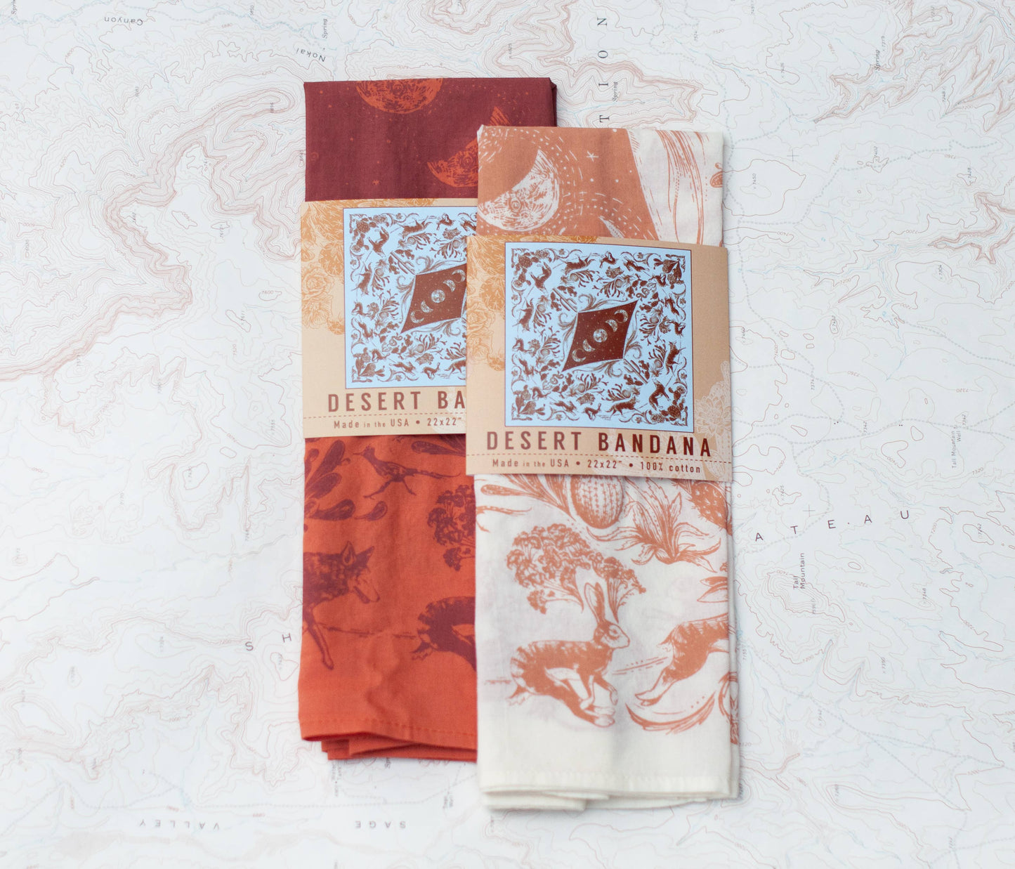 Desert Nights Premium Discharge Cotton Bandana - Terracotta