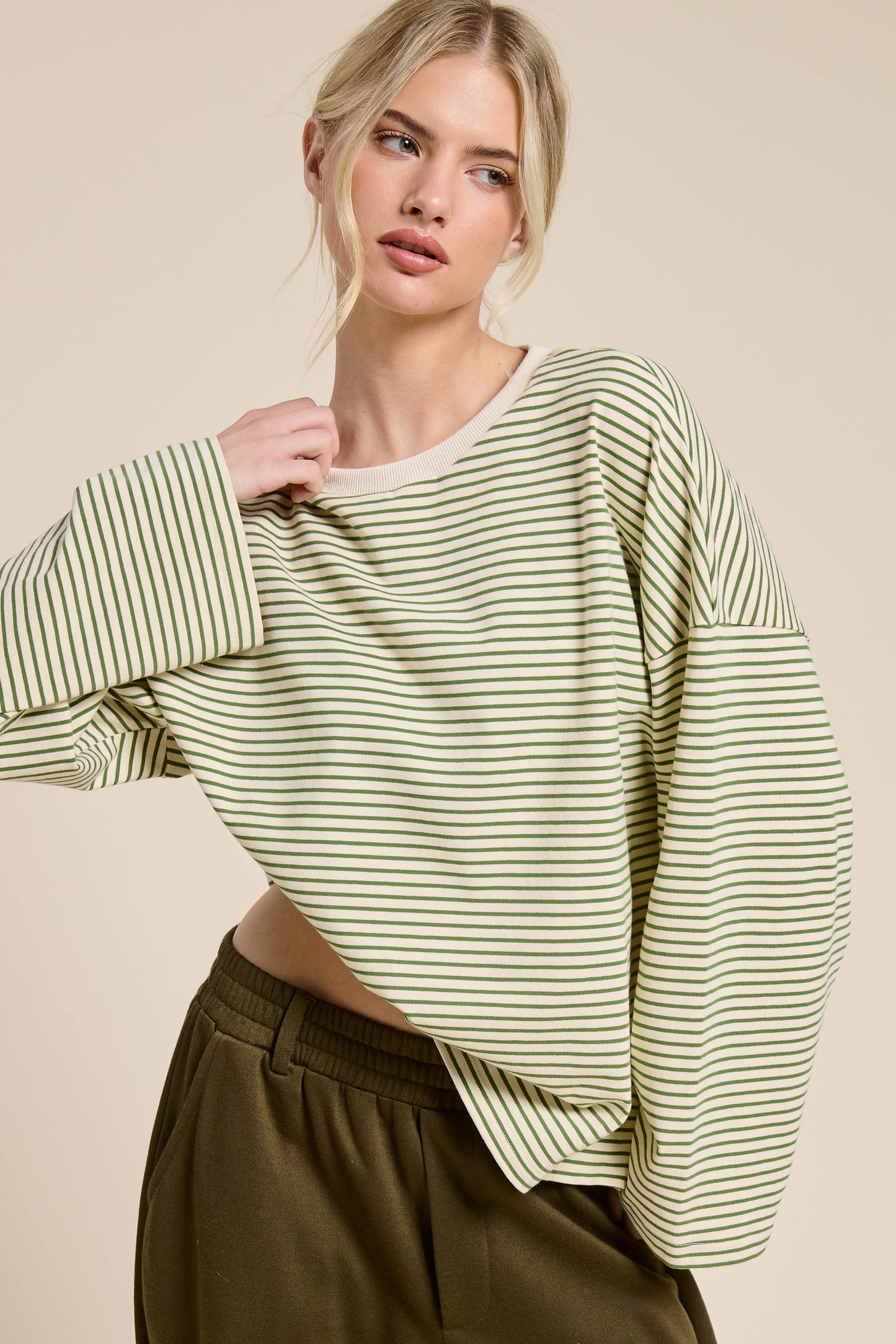 Striped Oversized Long Sleeve Top