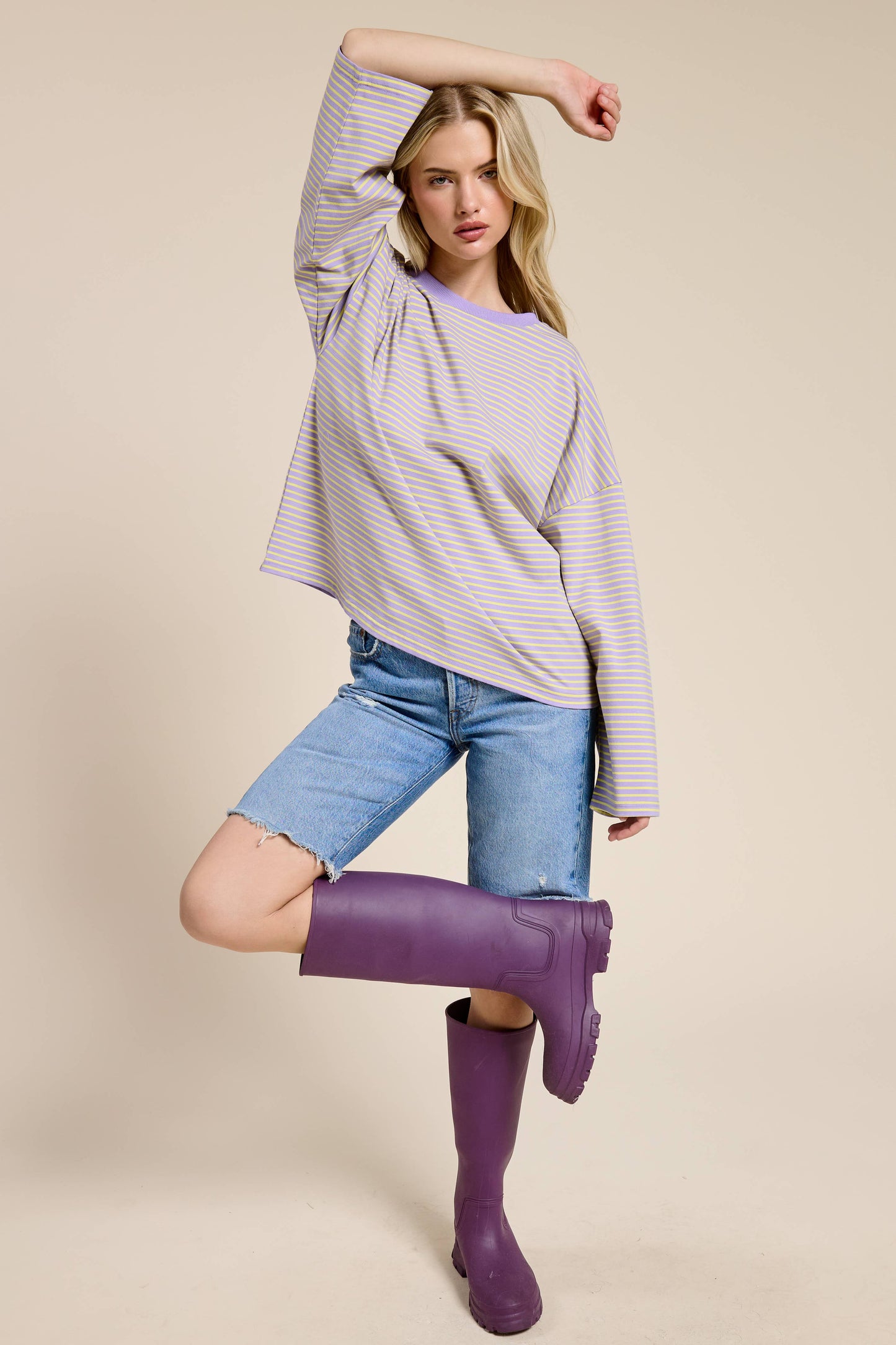 Striped Oversized Long Sleeve Top