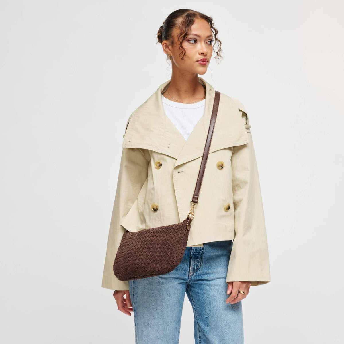Woven Faux Suede Hobo/Crossbody Bag