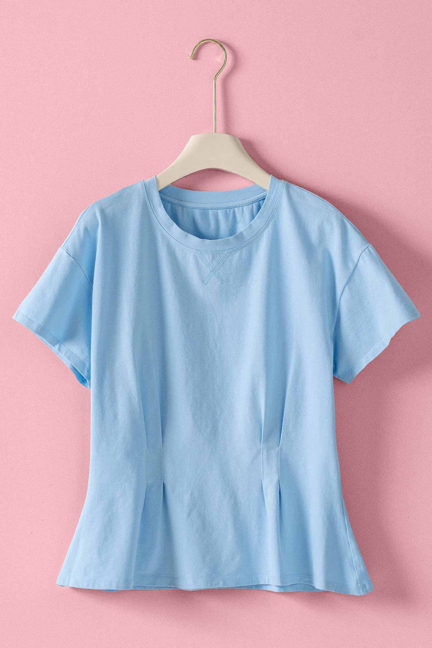 Pleated Waist Cotton Spandex Everyday Tee