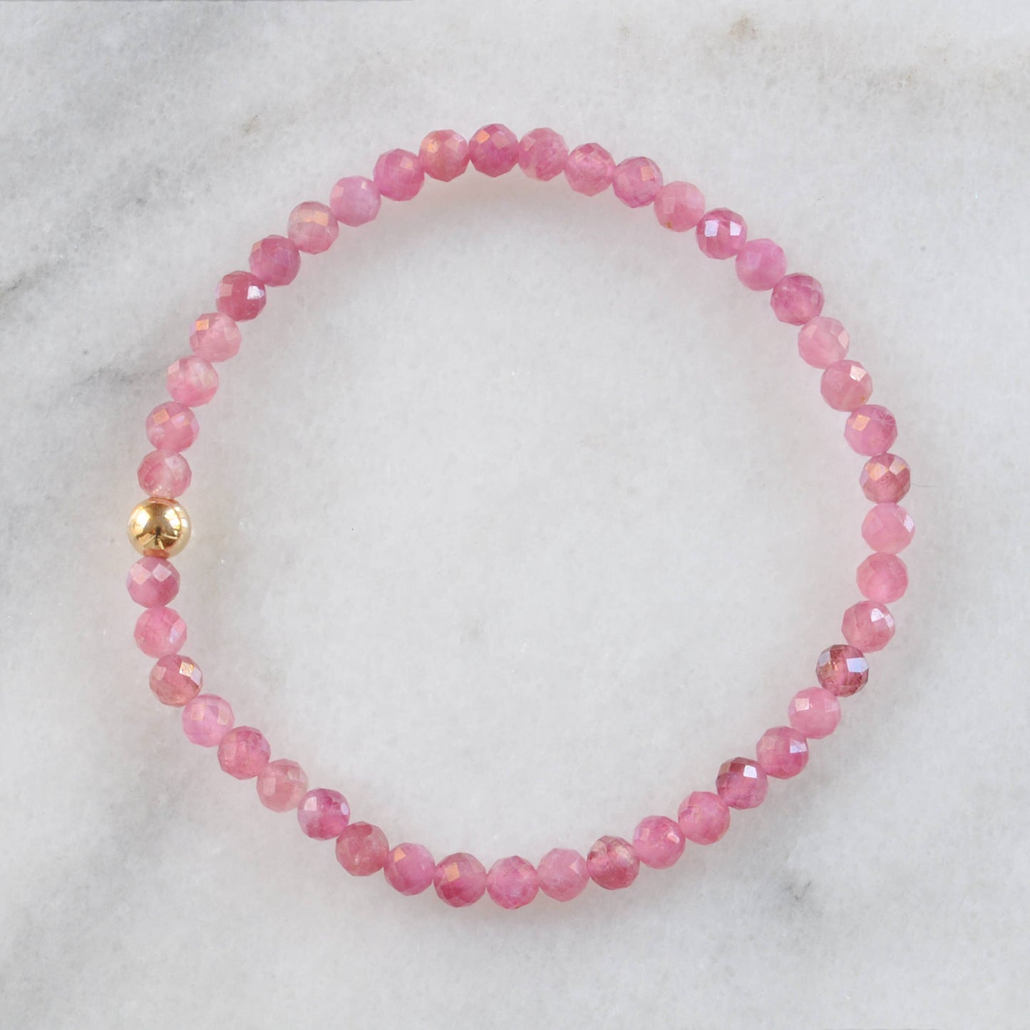 Pink Tourmaline Gemstone Stretch Bracelet