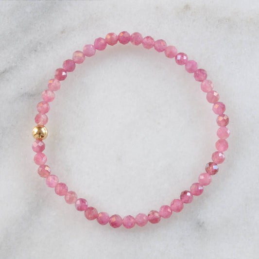 Pink Tourmaline Gemstone Stretch Bracelet