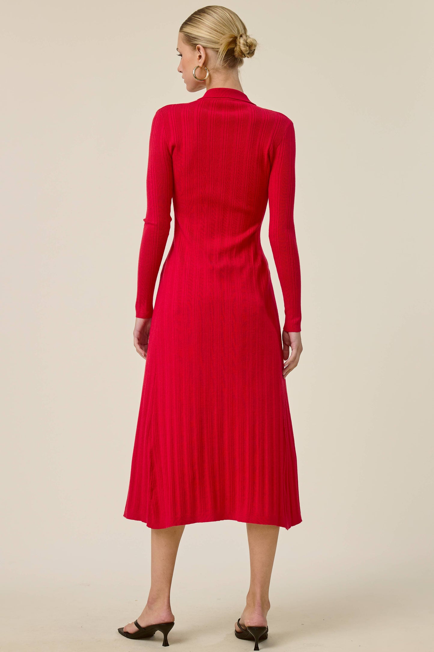 Collared Ribbed Knit Duster Cardigan
