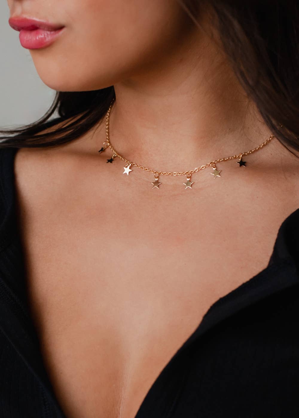 Dainty Gold Star Choker Necklace