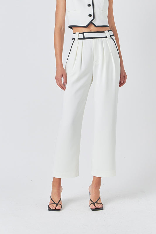 White Trousers with Black Binding