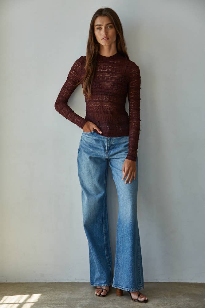 The Softest Lace Mock Neck Layering Top – 2 color options