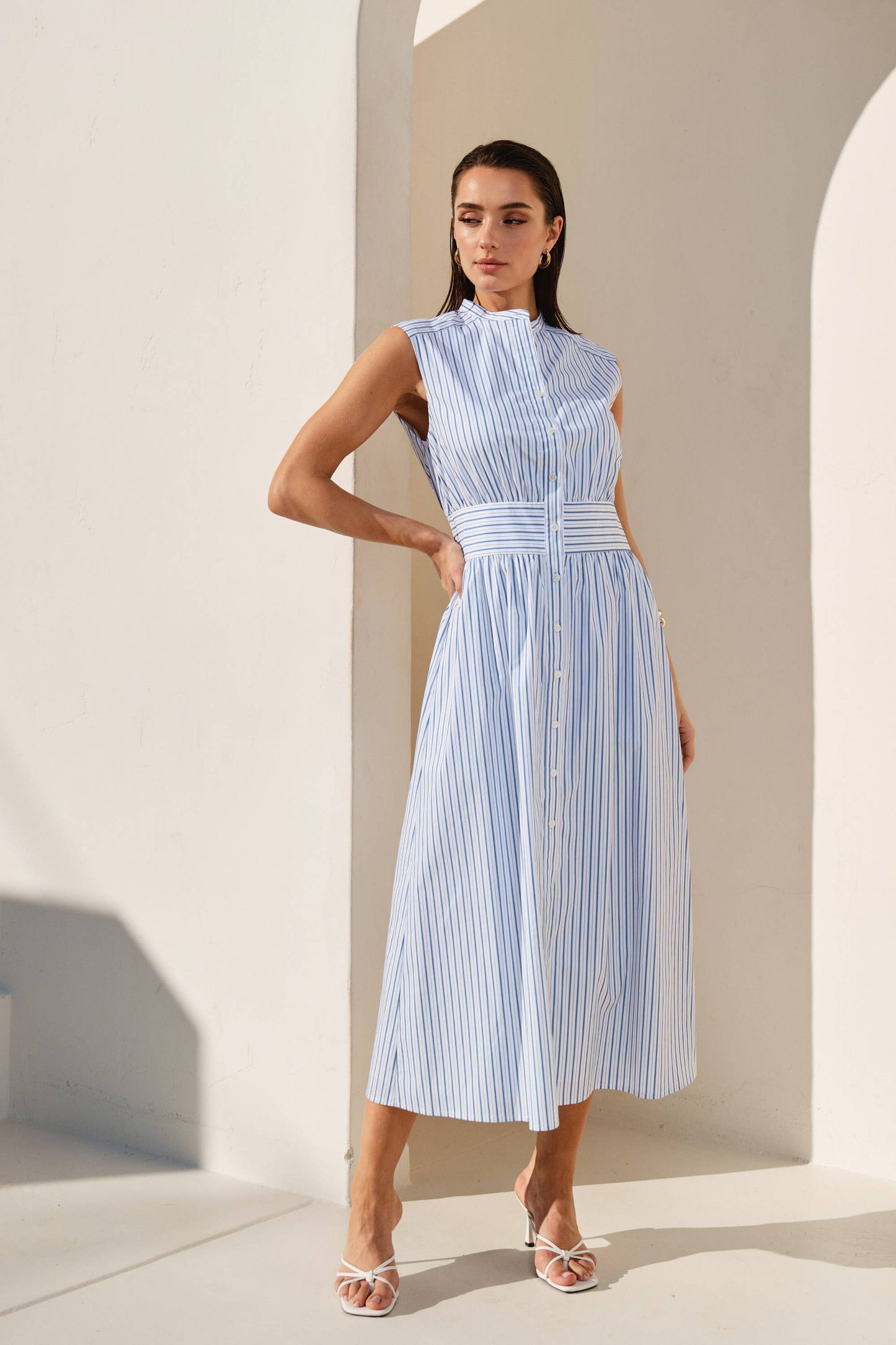 Nautical Striped Maxi Dress