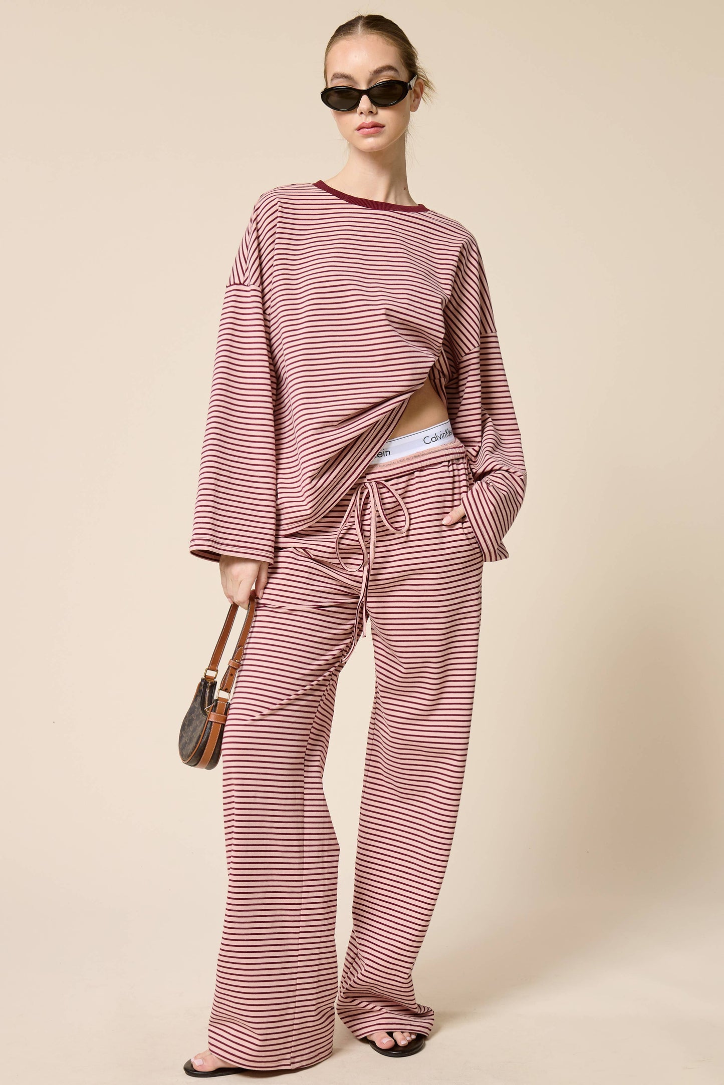 Striped Oversized Long Sleeve Top