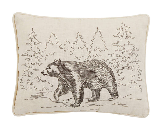 Minimalist Bear Embroidered Pillow