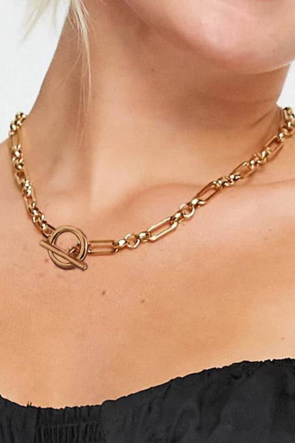 18K Gold Plated Waterproof Paperclip-Style Chain Necklace