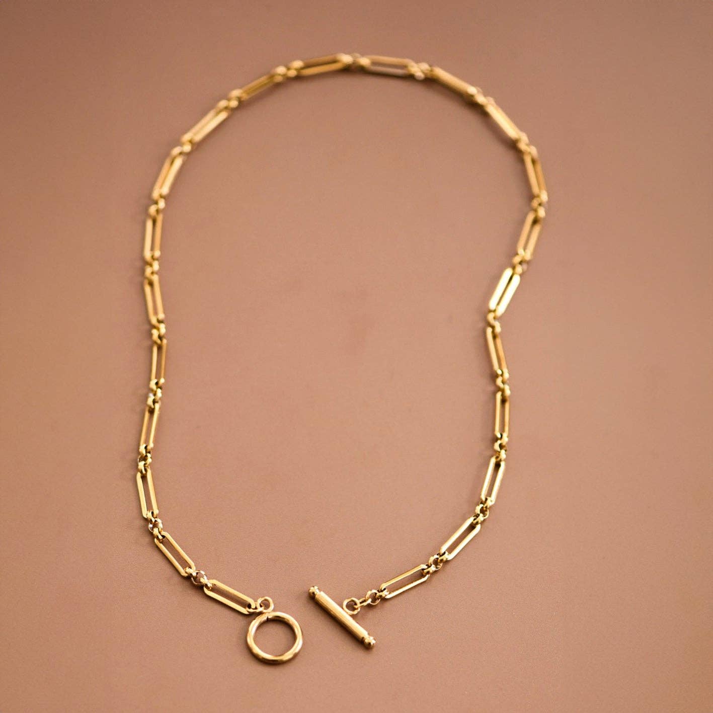 18K Gold Plated Waterproof Paperclip-Style Chain Necklace