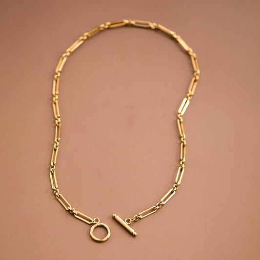 18K Gold Plated Waterproof Paperclip-Style Chain Necklace
