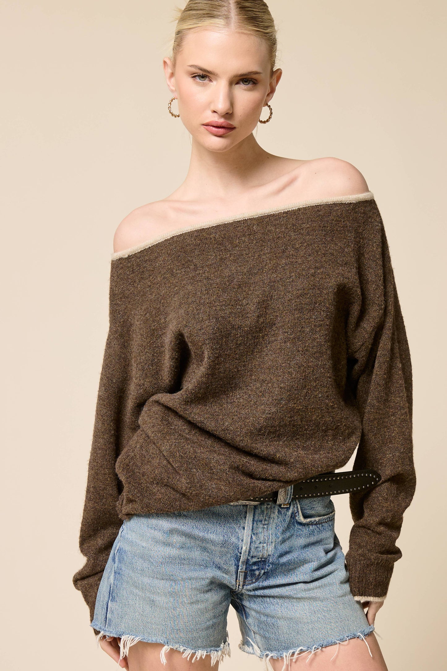Dolman Off Shoulder Knit Sweater